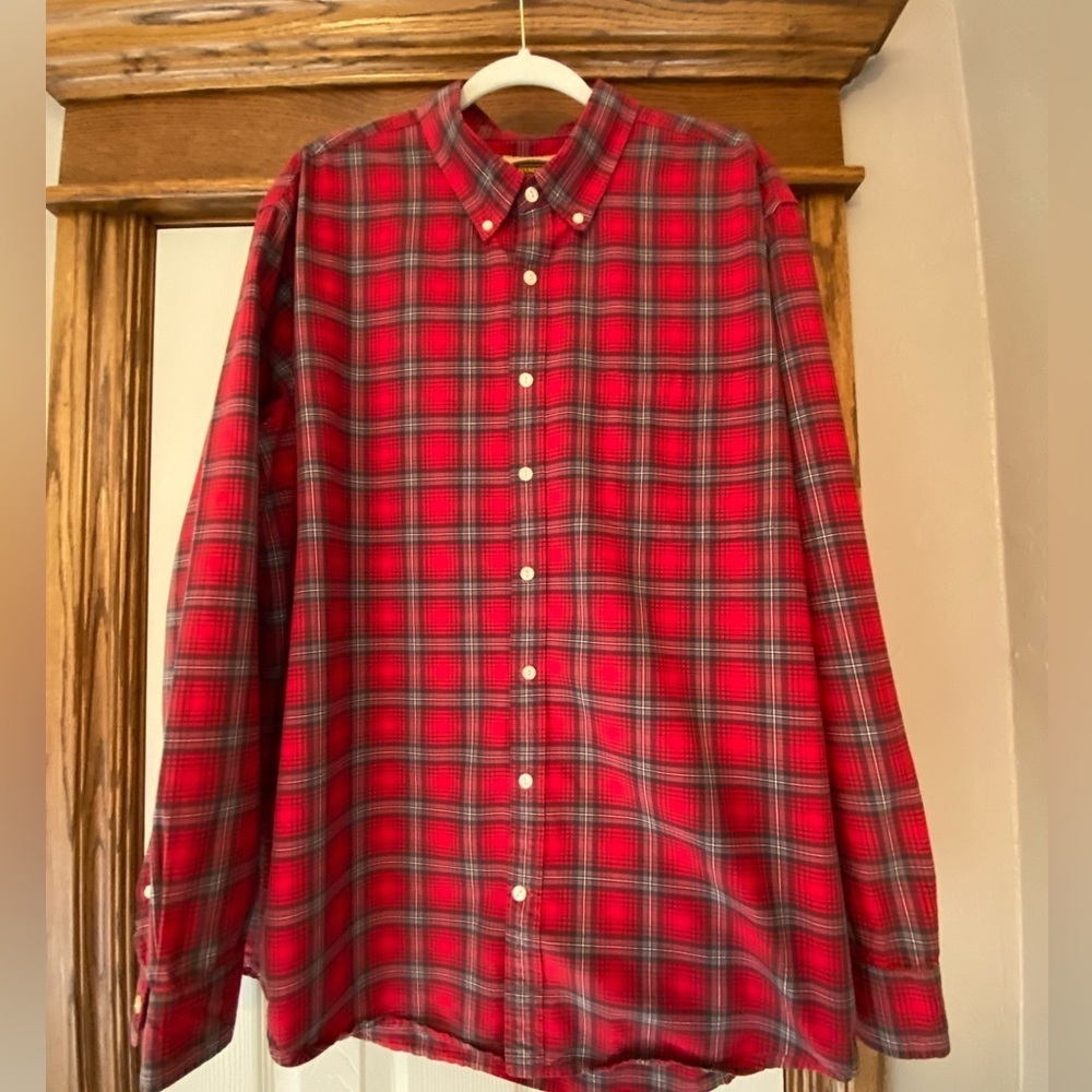 Foundry Supply Men Red Window Pane Plaid Lumberjack Long Sleeve Sz XLT